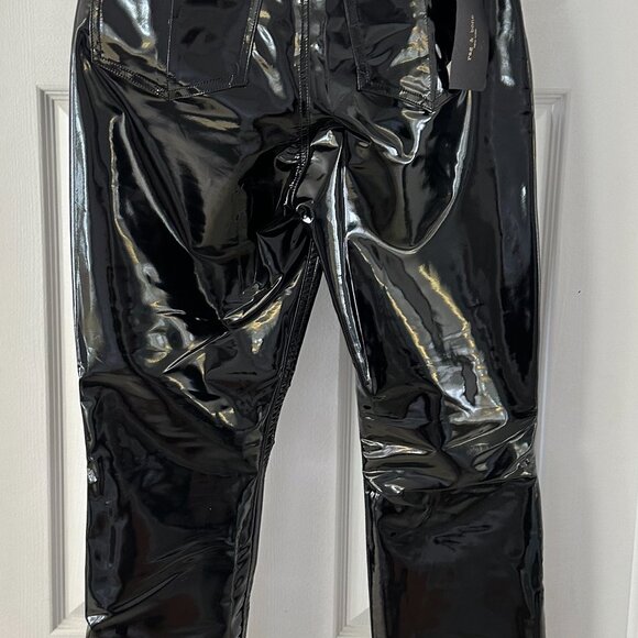 Rag & Bone Super HR Ankle Skinny VINYL Black - Picture 5 of 5
